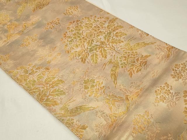 平和屋着物◎六通柄袋帯 動物草花文 金糸 正絹 逸品 CAAZ7904in
