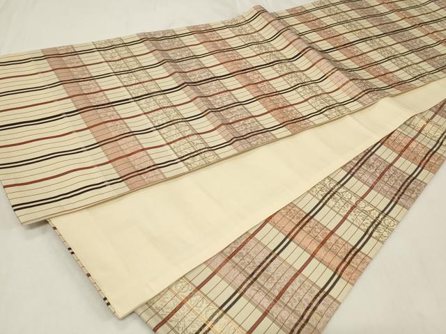 平和屋着物◎西陣 六通柄袋帯 横段花文 金糸 正絹 逸品 CAAZ7946in