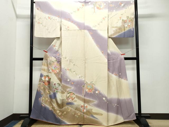 平和屋着物●訪問着 作家物 花蝶丸文 暈し染め 金彩 正絹 逸品 CAAZ8021vf