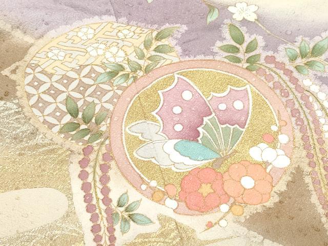 平和屋着物●訪問着 作家物 花蝶丸文 暈し染め 金彩 正絹 逸品 CAAZ8021vf