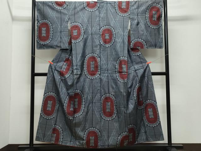 平和屋着物●本場大島紬 割り込み絣 吉祥文 正絹 逸品 CAAZ8049vf