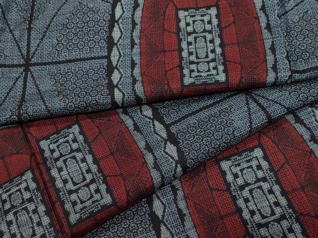 平和屋着物●本場大島紬 割り込み絣 吉祥文 正絹 逸品 CAAZ8049vf