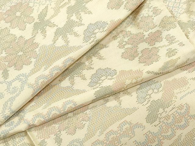 平和屋着物●本場大島紬 白大島 風景草花文 正絹 逸品 CAAZ8071vf
