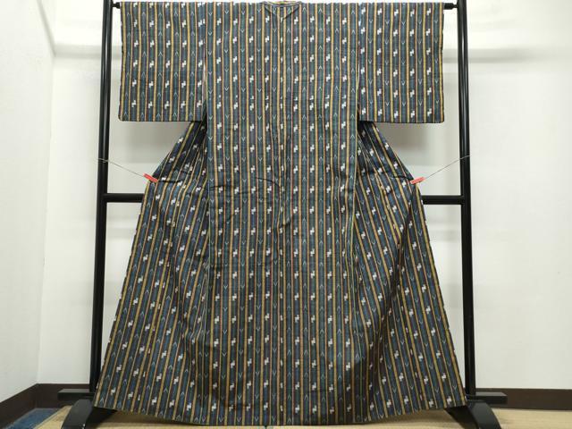 平和屋着物●上質な紬 吉祥間道 正絹 逸品 CAAZ8132vf