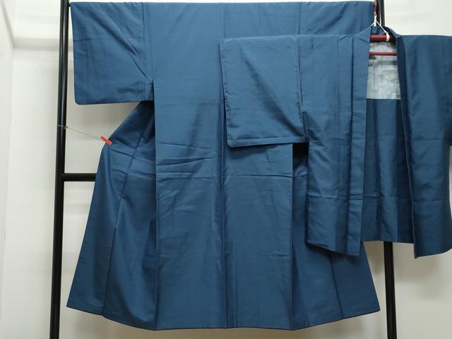 平和屋着物●男性 紬 アンサンブル 深縹色 正絹 逸品 CAAZ8138vf