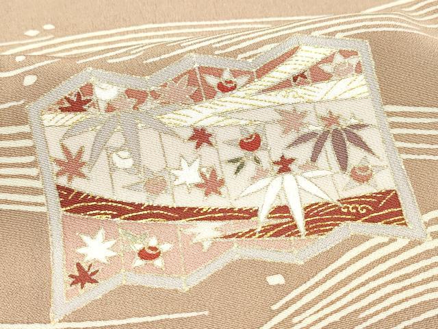平和屋着物●銀座きしや 訪問着 駒刺繍 立波屏風草花文 金彩 正絹 逸品 CAAZ8198vf