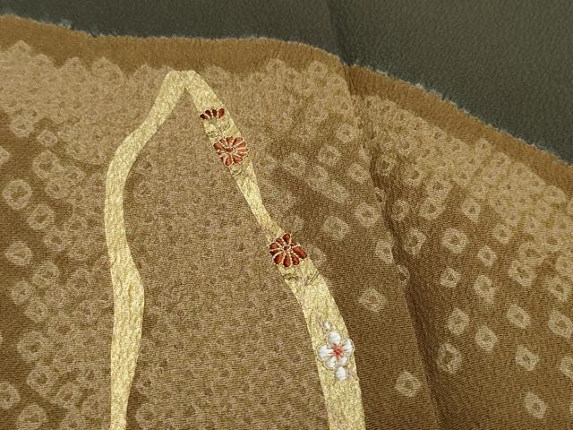 平和屋着物●訪問着 駒刺繍 絞り 草花文 金彩 正絹 逸品 CAAZ8202vf