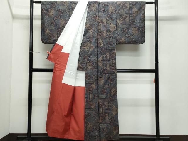 平和屋着物●本場大島紬 9マルキ 吉祥花文 正絹 逸品 CAAZ8203vf