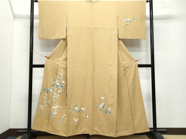 平和屋着物●訪問着 枝花文 金彩 鬼しぼ縮緬 正絹 逸品 CAAZ8219vf