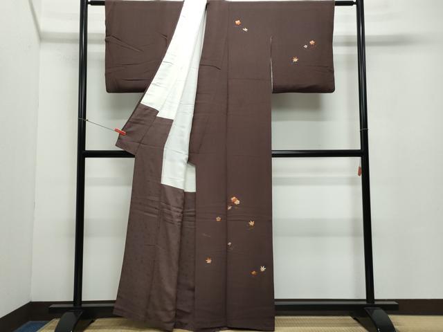 平和屋着物●訪問着 刺繍 溢れ松葉楓花文 金彩 鬼しぼ縮緬 正絹 逸品 CAAZ8220vf