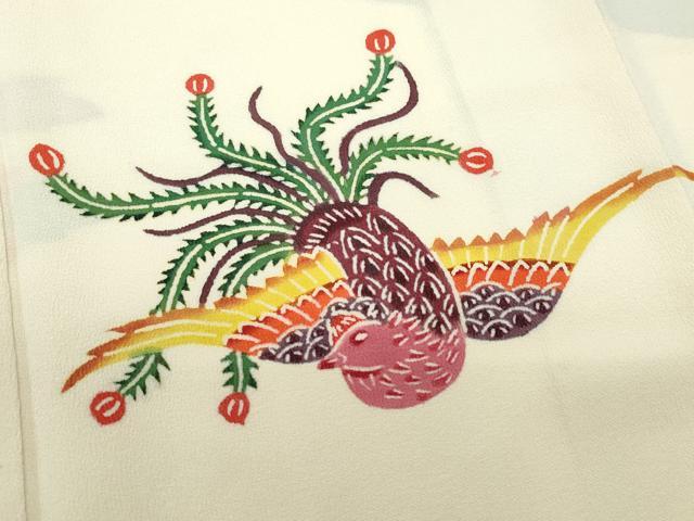 平和屋着物●豪華黒留袖 型染め 鳳凰草花文 正絹 逸品 CAAZ8269vf