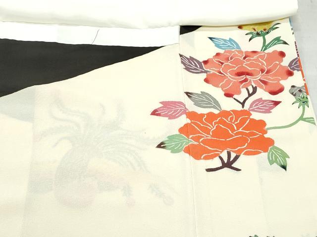 平和屋着物●豪華黒留袖 型染め 鳳凰草花文 正絹 逸品 CAAZ8269vf