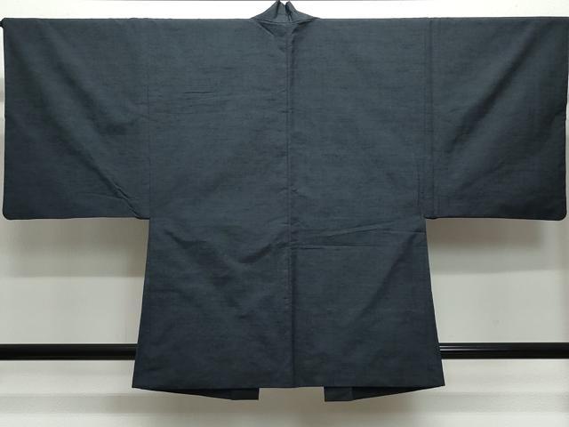 平和屋着物●男性 紬 アンサンブル 藍鉄色 正絹 逸品 CAAZ8284vf