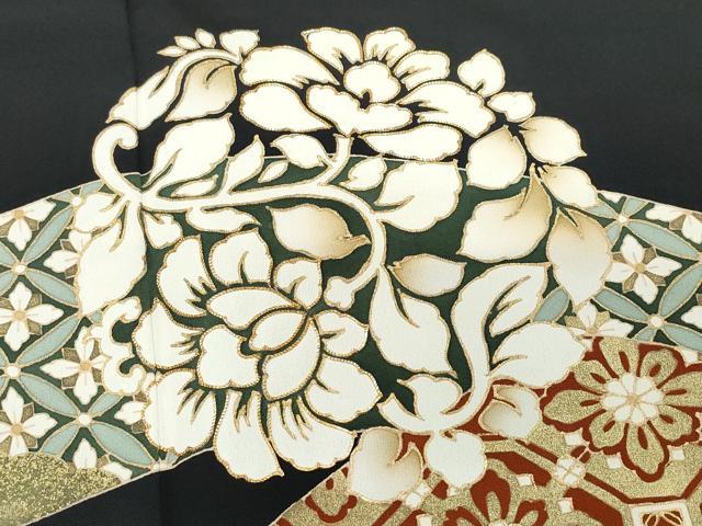 平和屋着物●豪華黒留袖 駒刺繍 吉祥花唐草文 金彩 正絹 逸品 CAAZ8400vf