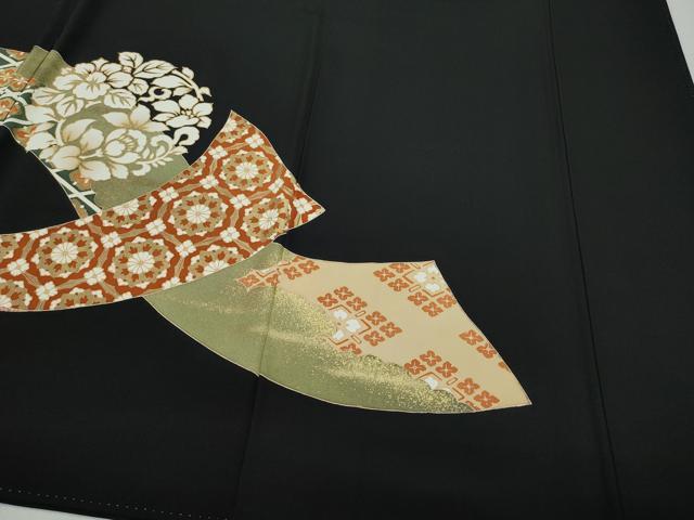 平和屋着物●豪華黒留袖 駒刺繍 吉祥花唐草文 金彩 正絹 逸品 CAAZ8400vf