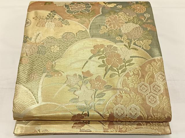 平和屋着物◎佐賀錦 六通柄袋帯 吉祥花文 反端付き 正絹 逸品 CAAZ8500qv