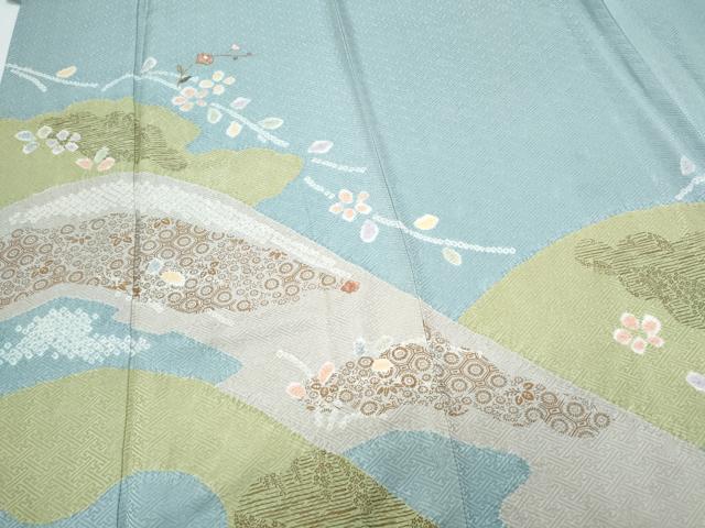 平和屋着物●訪問着 絞り 刺繍 枝花文 暈し染め 正絹 逸品 CAAZ8804th