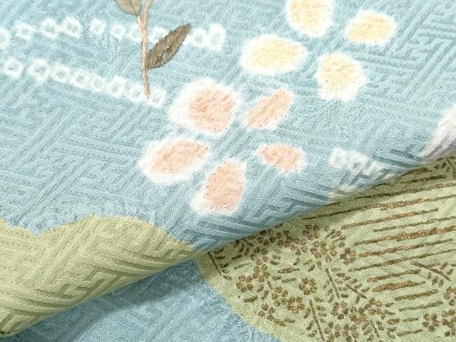 平和屋着物●訪問着 絞り 刺繍 枝花文 暈し染め 正絹 逸品 CAAZ8804th