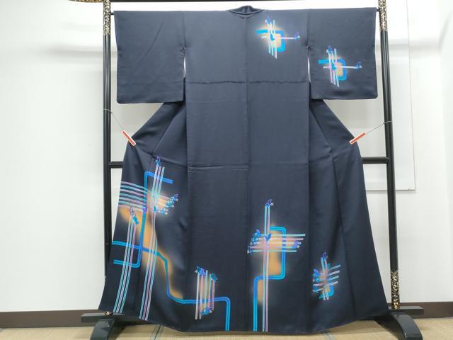 平和屋着物●訪問着 幾何学舞蝶文 ラメ 暈し染め 正絹 逸品 CAAZ8819th
