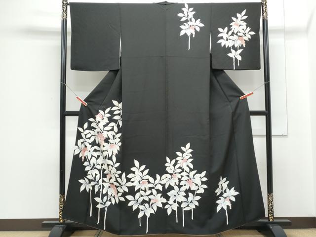 平和屋着物▽訪問着 刺繍 南天門 黒地 正絹 逸品 CAAZ9012th