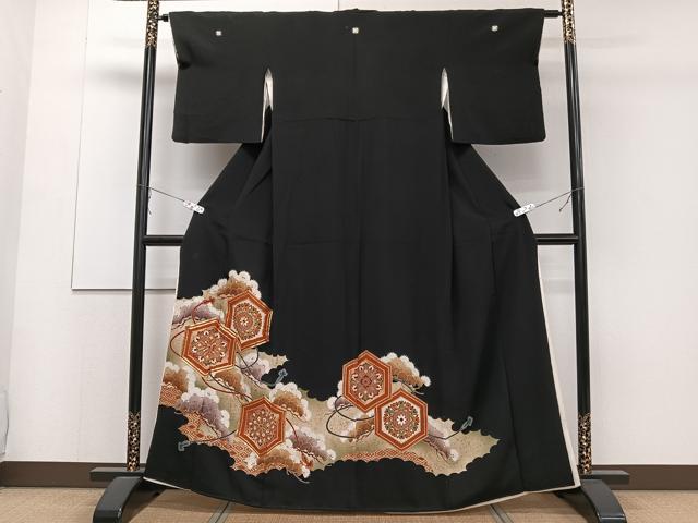 平和屋着物■豪華黒留袖 駒刺繍 正倉院吉祥花文 金銀彩 正絹 逸品 CAAZ9310xi