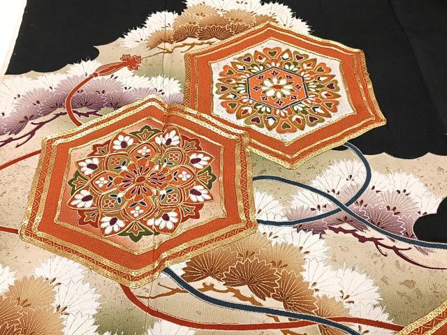 平和屋着物■豪華黒留袖 駒刺繍 正倉院吉祥花文 金銀彩 正絹 逸品 CAAZ9310xi