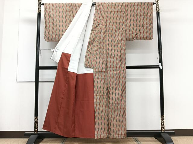 平和屋着物■上質な紬 矢羽文 正絹 逸品 CAAZ9416xi