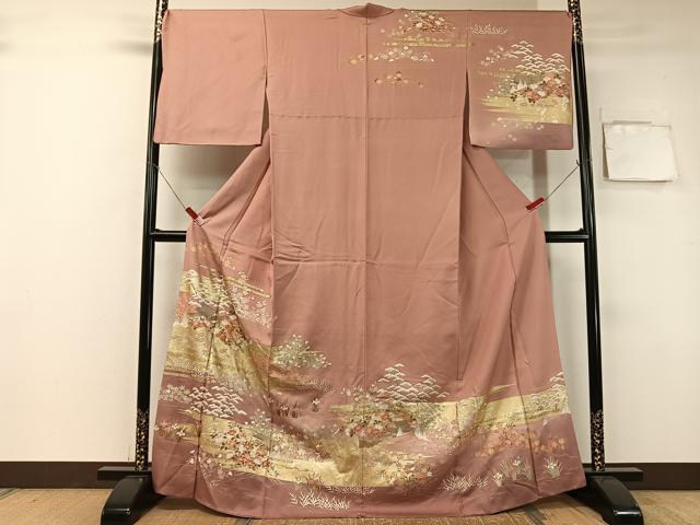 平和屋着物●訪問着 駒刺繍 霞風景花文 暈し染め 金銀彩 正絹 逸品 CAAZ9990vp