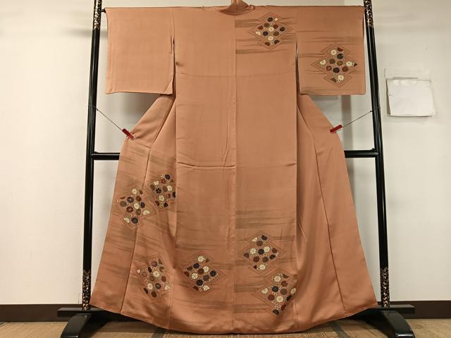 平和屋着物●訪問着 駒刺繍 松皮菱花唐草文 金彩 正絹 逸品 CAAZ9997vp