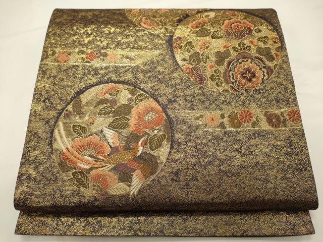 平和屋着物●六通柄袋帯　ふくれ織　草花丸文　正絹　逸品　CABB9329hy 平和屋着物○六通柄袋帯 ふくれ織 草花丸文 正絹 逸品 CABB9329hy