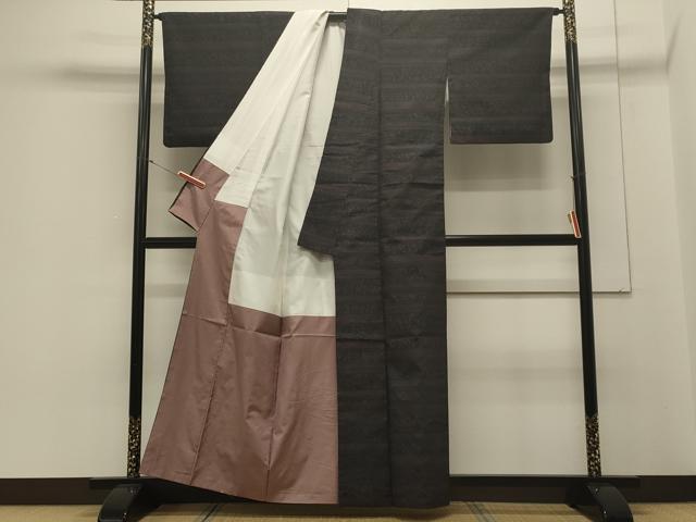 平和屋着物■上質な紬 80亀甲 横段花唐草文 正絹 逸品 CABA0150oy