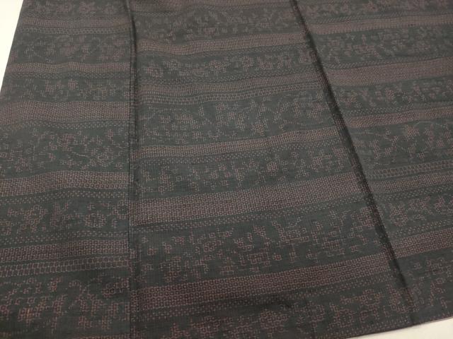 平和屋着物■上質な紬 80亀甲 横段花唐草文 正絹 逸品 CABA0150oy