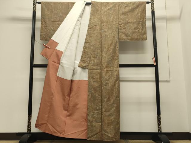 平和屋着物■上質な紬 切り嵌め吉祥花文 正絹 逸品 未使用 CABA0154oy
