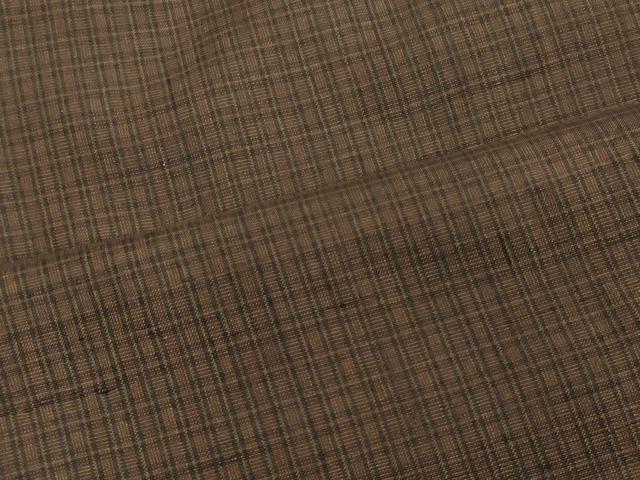 平和屋着物■男性 紬 格子柄 正絹 逸品 CABA0231oy