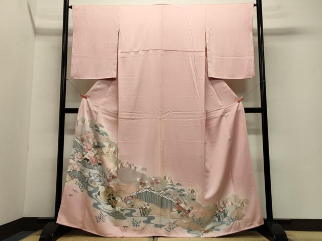 平和屋着物■色留訪問着 流水草花文 暈し染め 金彩 正絹 逸品 CABA0285oy