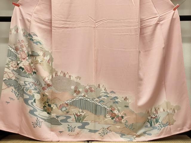平和屋着物■色留訪問着 流水草花文 暈し染め 金彩 正絹 逸品 CABA0285oy