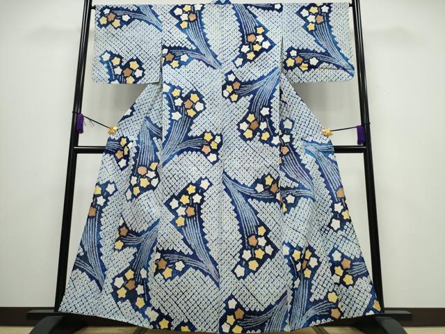 平和屋着物∴夏物 浴衣 有松鳴海絞り 花束文 綿 逸品 CABA0421ng