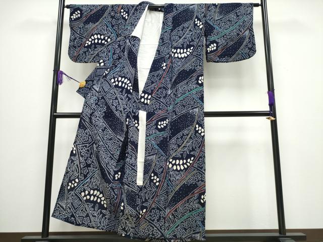 平和屋着物∴夏物 浴衣 有松鳴海絞り 草木花文 金彩 綿 逸品 CABA0451ng