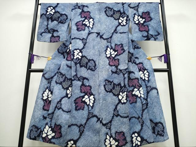 平和屋着物∴夏物 浴衣 有松鳴海絞り 蔦の葉文 綿 逸品 CABA0452ng