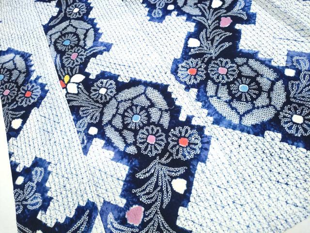 平和屋着物∴夏物 浴衣 有松鳴海絞り 杜若菊文 綿 逸品 CABA0457ng