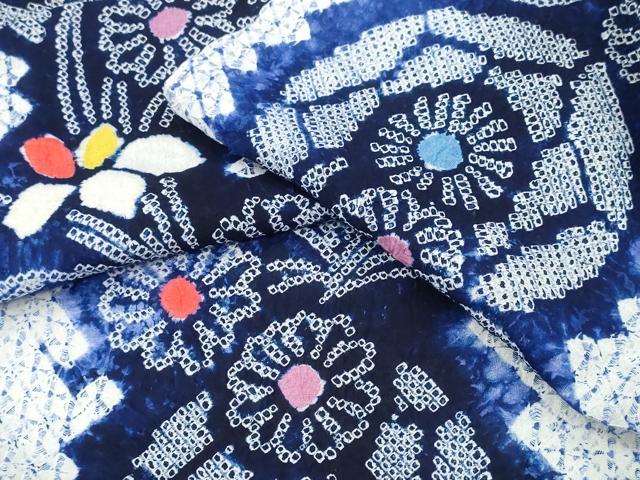 平和屋着物∴夏物 浴衣 有松鳴海絞り 杜若菊文 綿 逸品 CABA0457ng
