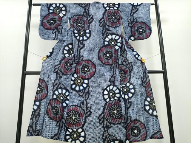 平和屋着物∴夏物 浴衣 有松鳴海絞り 草花文 綿 逸品 CABA0475ng