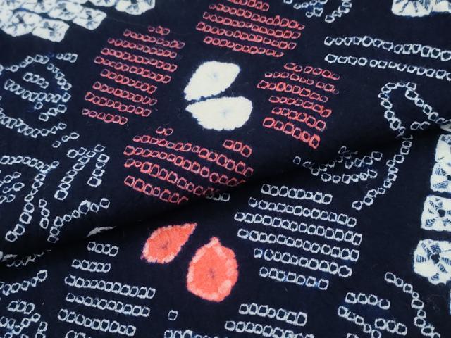 平和屋着物∴夏物 浴衣 有松鳴海絞り 枝牡丹花文 綿 逸品 CABA0483ng