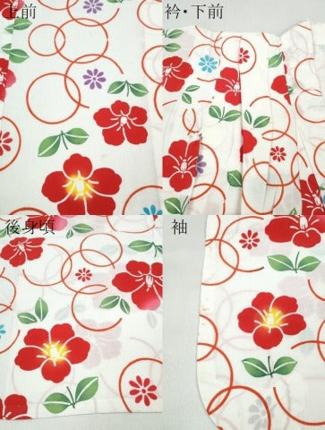 平和屋着物∴夏物 浴衣 子供 女の子 椿 綿 逸品 CABA0491ng
