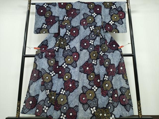 平和屋着物∴夏物 浴衣 有松鳴海絞り 菊花文 綿 逸品 CABA0509ng
