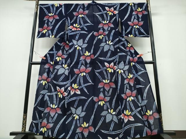 平和屋着物∴夏物 浴衣 有松鳴海絞り 杜若 そごう百貨店扱い 綿 逸品 CABA0512ng