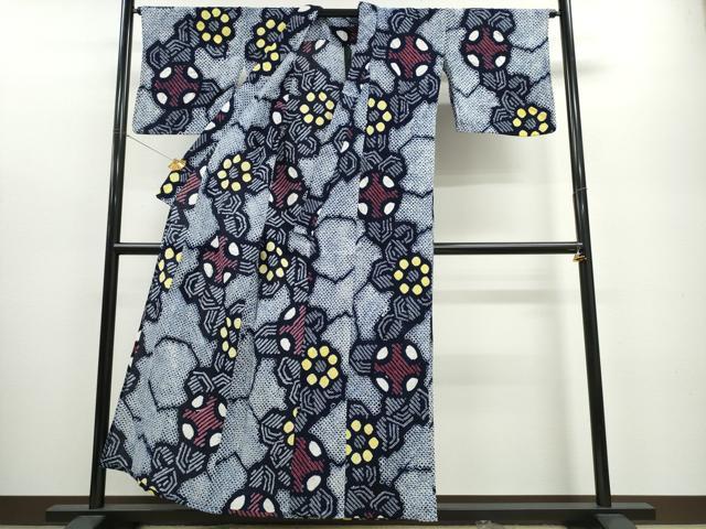 平和屋着物∴夏物 浴衣 有松鳴海絞り 吉祥花文 綿 逸品 CABA0613ng