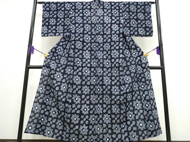 平和屋着物∴夏物 浴衣 有松鳴海絞り 格子花文 綿 逸品 CABK5461ng