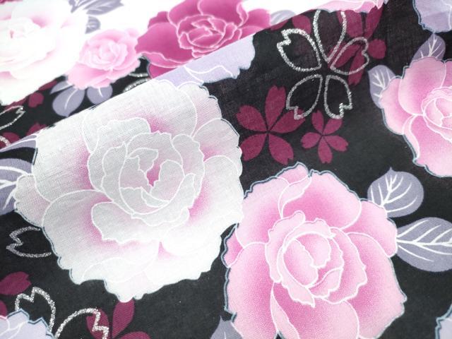 平和屋着物∴夏物 浴衣 薔薇 バラ 銀彩 綿 逸品 CABA0649ng