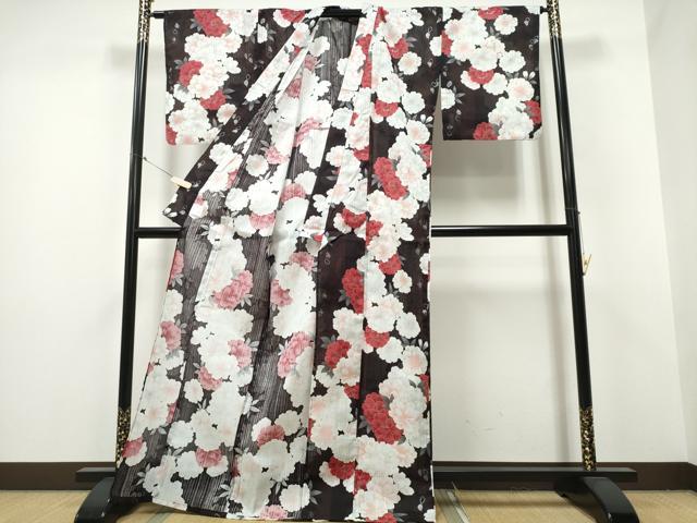 平和屋着物∴夏物 浴衣 舞花尽くし ラメ 綿 逸品 新品 CABA0660ng